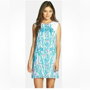 Lilly Pulitzer Iona Resort White Long Story Engineered Shift Dress Size Small